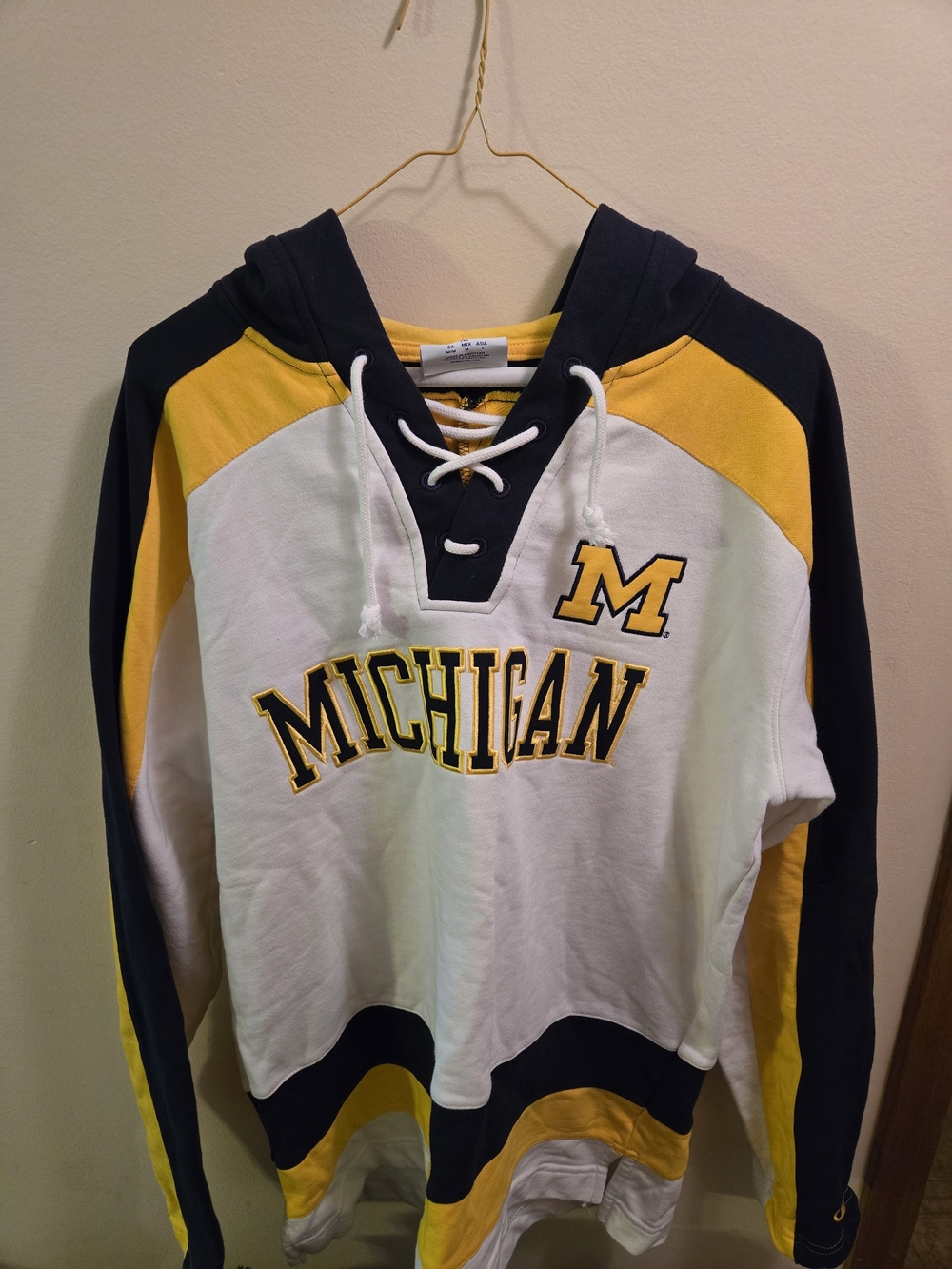 Michigan Wolverines NCAA Hoodie Lace Up Hockey Pullover Sweatshirt